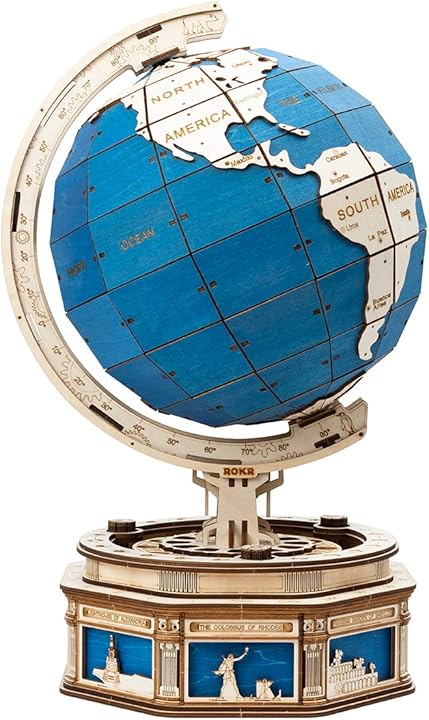 Globo legno puzzle 3d da costruire modello meccanico per bambini e adulti rokr RB-ST002