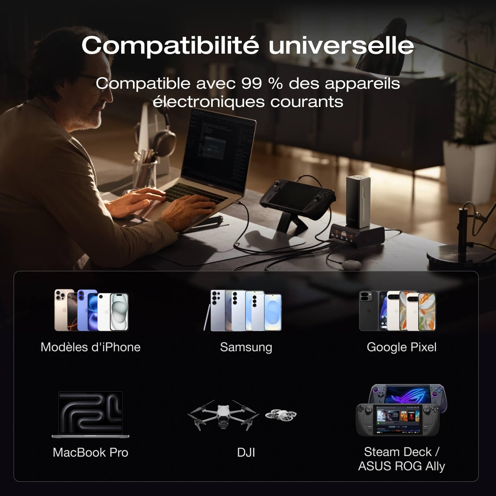 EcoFlow Powerbank Batterie Externe 20000mAh 230W avec 100W Câble Intégré Rétractable, 4 Ports Chargeur Portable USB C Laptop Power Bank PC pour Ordinateurs, iPhone 17/16/15 Pro Max, Samsung, MacBook