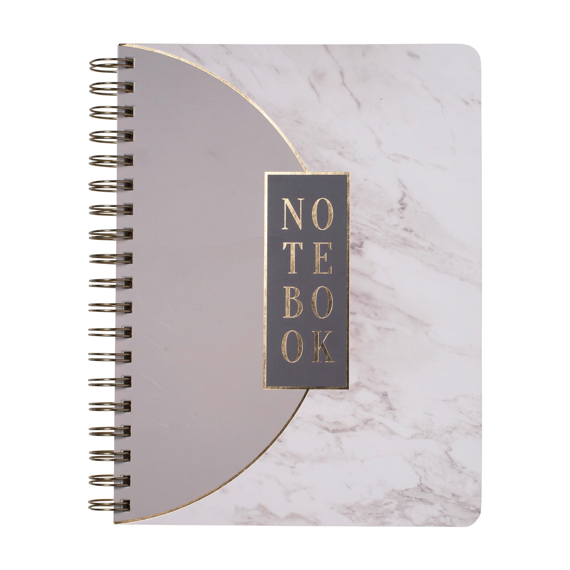 FringeStudio Spiral Notebook Journal, Marble Half Circle, Paperback Cover, Front Storage Pocket, Narrow Ruled, 7.8" W X 9.75" H, 192 Pages (977568)
