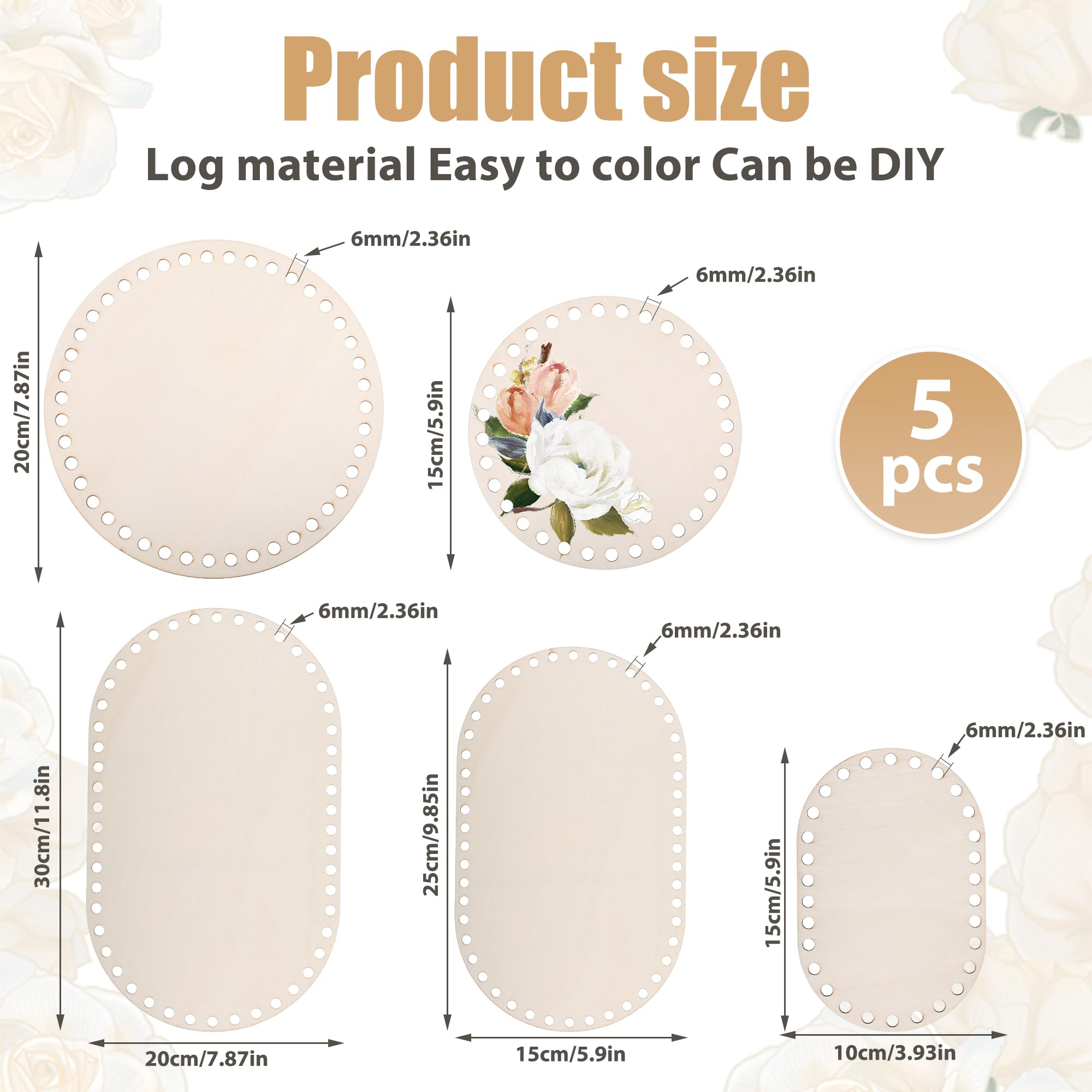 Set 5 Fondi In Legno Per Uncinetto - Diametro 10 Cm | Per Cesti Fai Da Te E Accessori - Foto 6