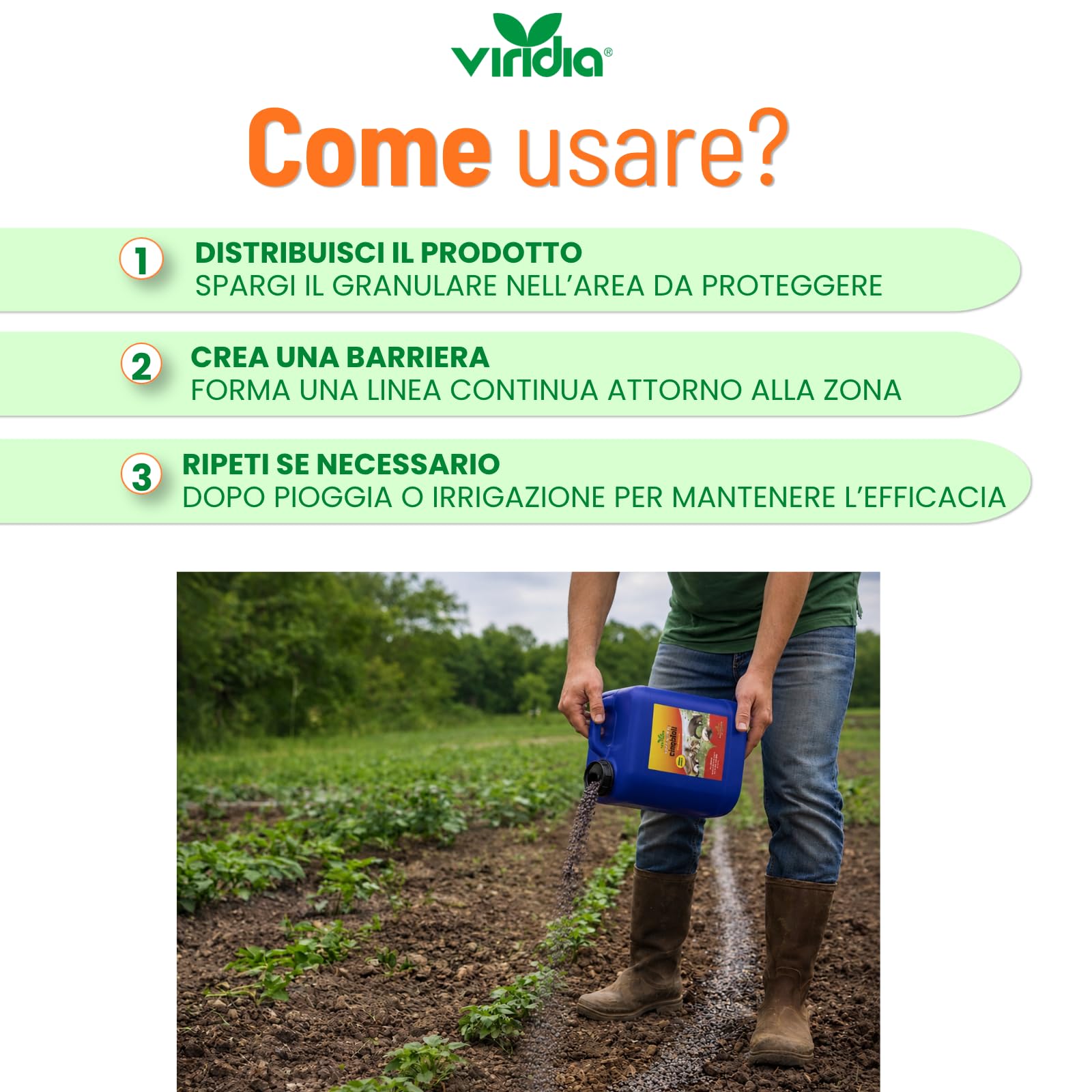 Cinghiale disabituante granulare 5000 ml Viridia - repellente in granuli profumati non graditi a cinghiali ed istrici