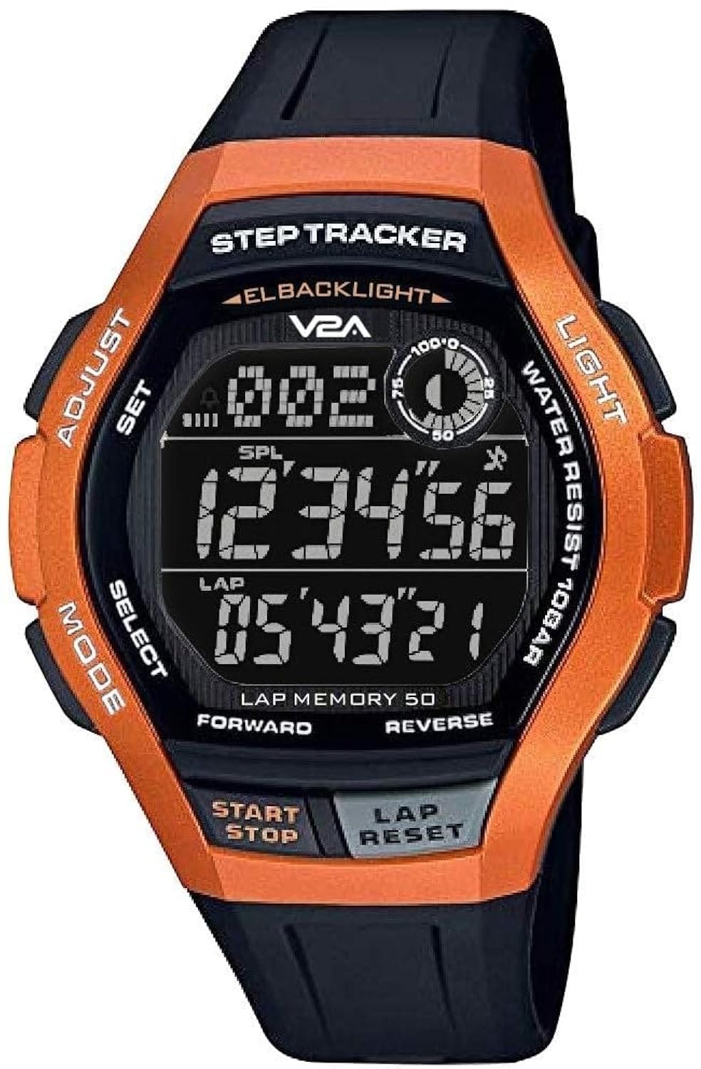 V2A STEPO 3D Pedometer Digital 5ATM Waterproof Unisex Fitness Sports Watch with Step Counter Stopwatch and Countdown Timer(Black Colored Dial and Strap) (B08NXP66WL) Amazon Price History, Amazon Price Tracker