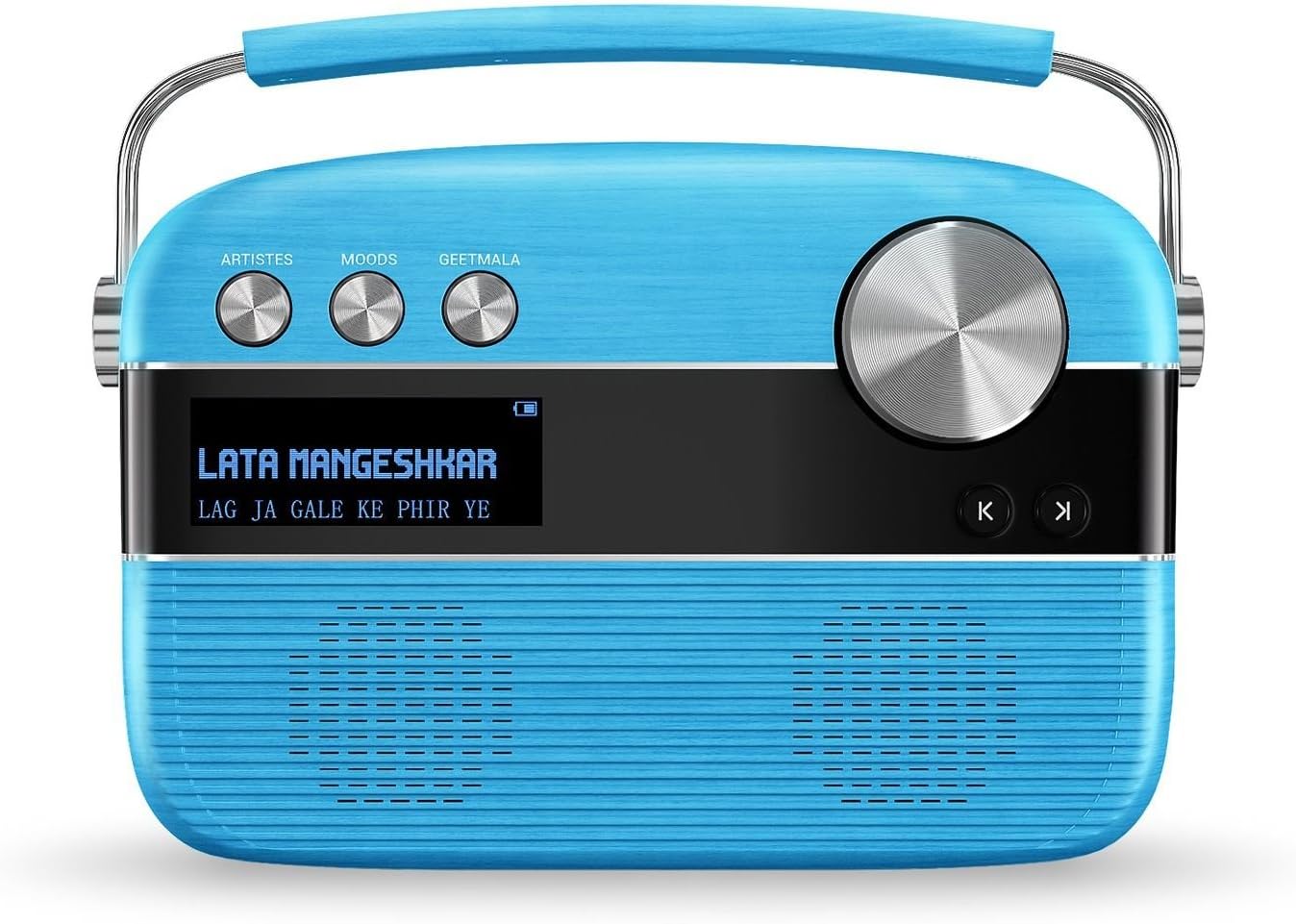 Saregama Carvaan Hindi - Portable Music Player with 5000 Preloaded Songs, FM/BT/AUX (Electric Blue)