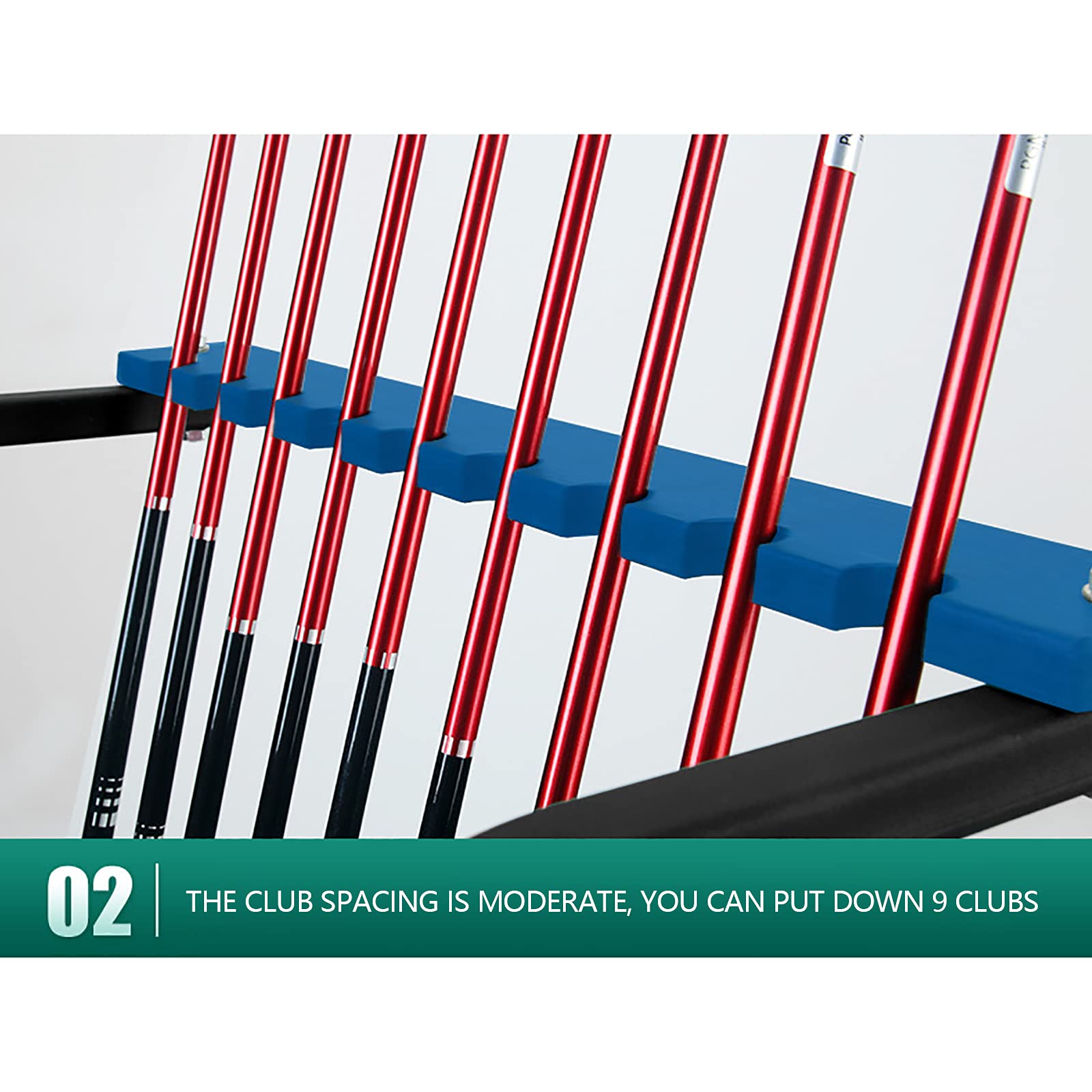 Organisateur de clubs de golf, rangement pour clubs de golf, supports de putters de golf de qualité supérieure pour 9 clubs de golf, rangement en métal pour clubs de golf