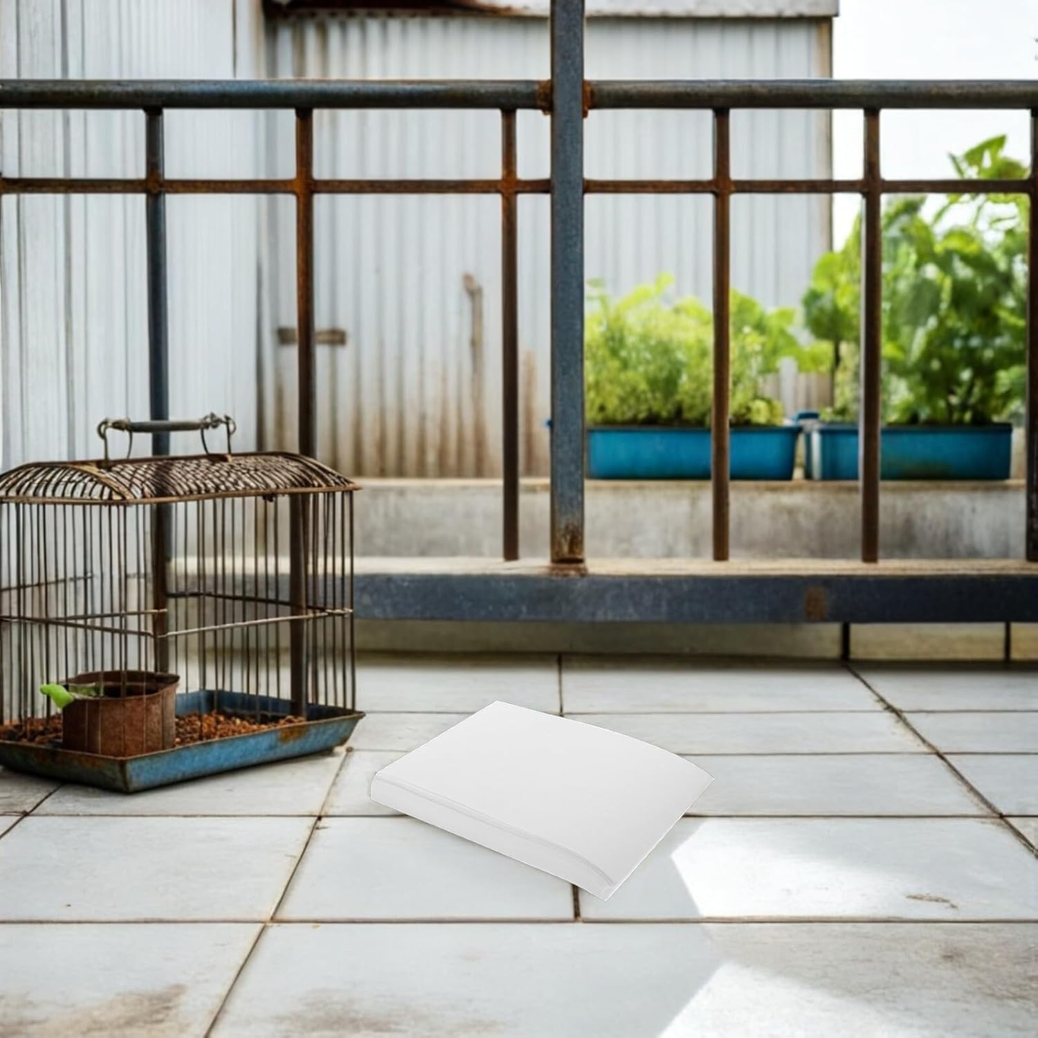 100 Sheets Disposable Bird Cage Liner Pads Absorbent Non-Woven Paper for Parakeet Parrot Birds Cage Bottom Tray Liners Easy-Clean Stackable Training Accessories