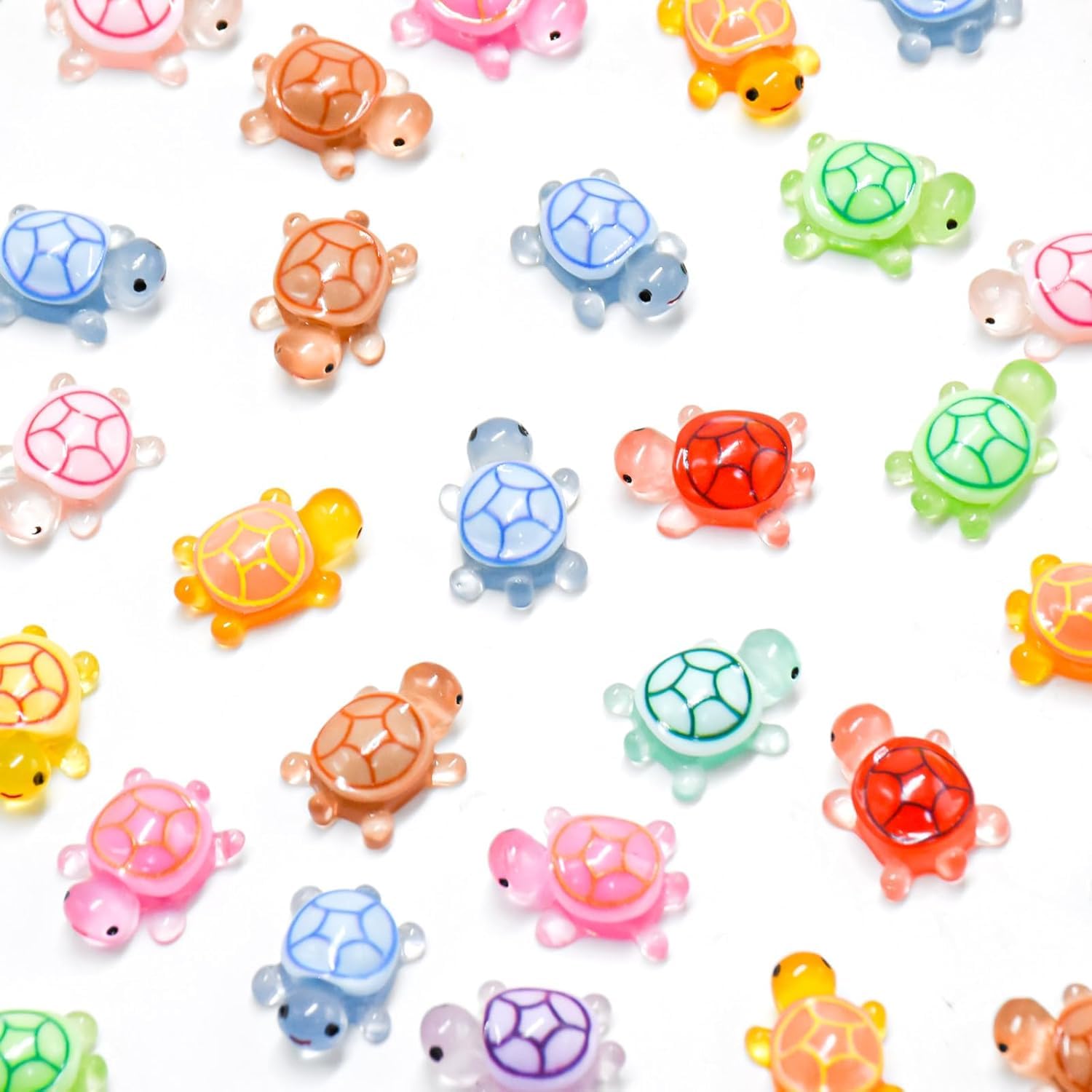 100 Pieces Tiny Turtles for Crafts Luminous Mini Resin Turtles Dollhouse Miniatures Mini Animals for Fairy Garden Micro Landscaping Decoration - Image 3
