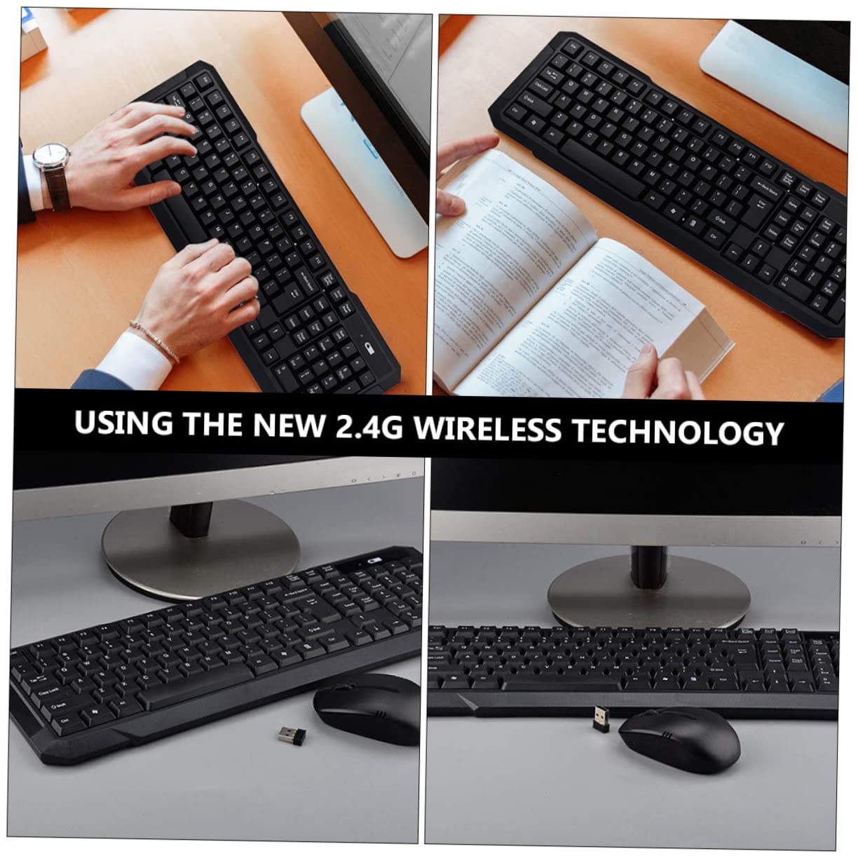 jojofuny Set Tastiera e Mouse Wireless Silenzioso Per Computer Accessori Per Ufficio e Scuola USB Layout Italiano Senza Batteria