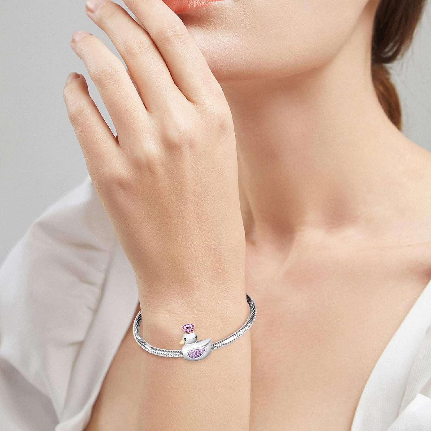 GNOCE 925 Sterling Silver Duck Charms for Bracelet Animal Pendant Jewelry Duck Queen Charm For Women Gift - Image 5