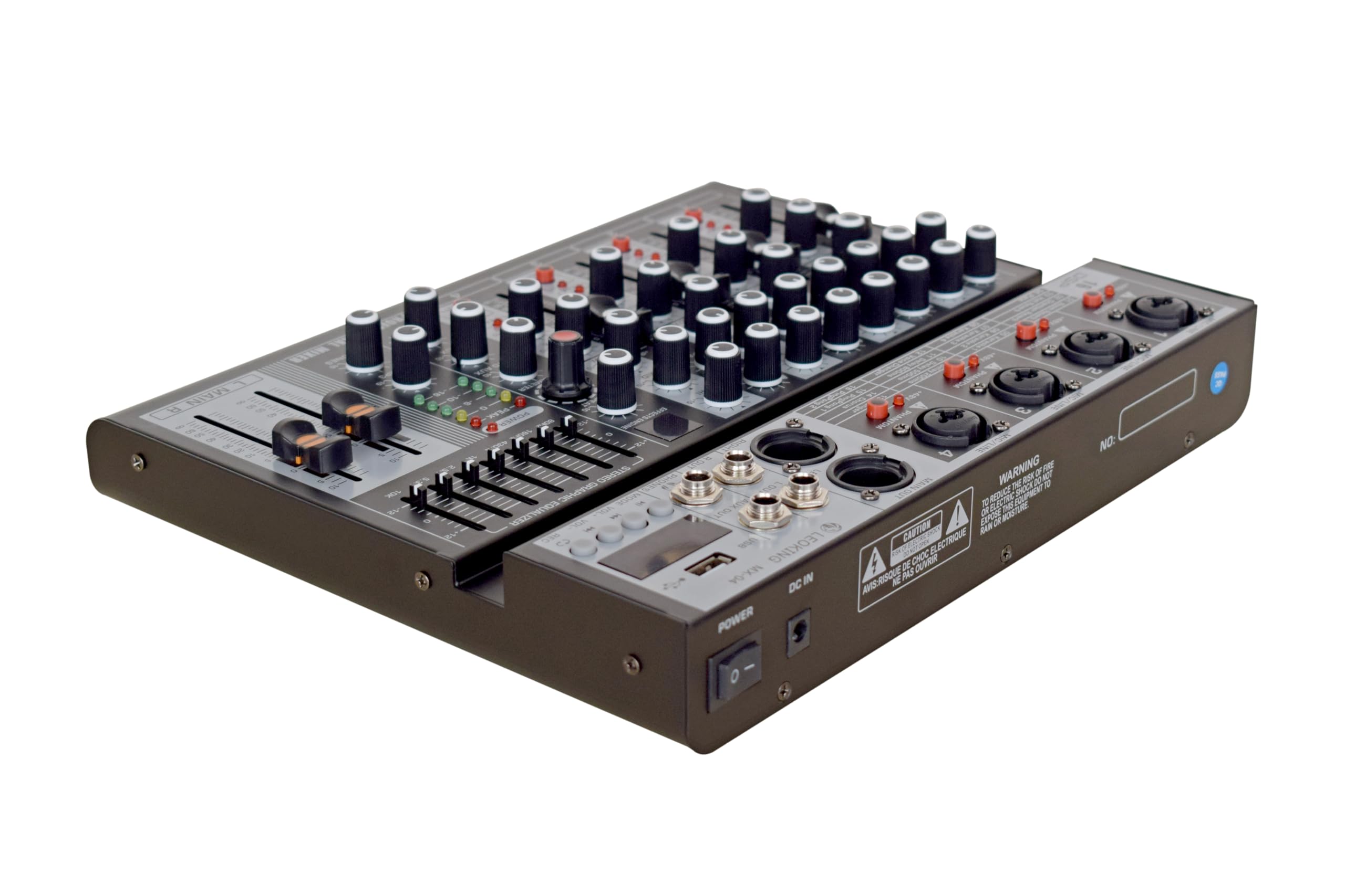 kh 4 Channel Professional Audio DJ Mixer Built-In EQ/16DSP/Recording Mode Reverb Bluetooth/PC/USB/MP3 Playback Concert Karaoke Home Singing Live Audio Equipment 48V Phantom Power For Each,Black - Image 2 thumbnail