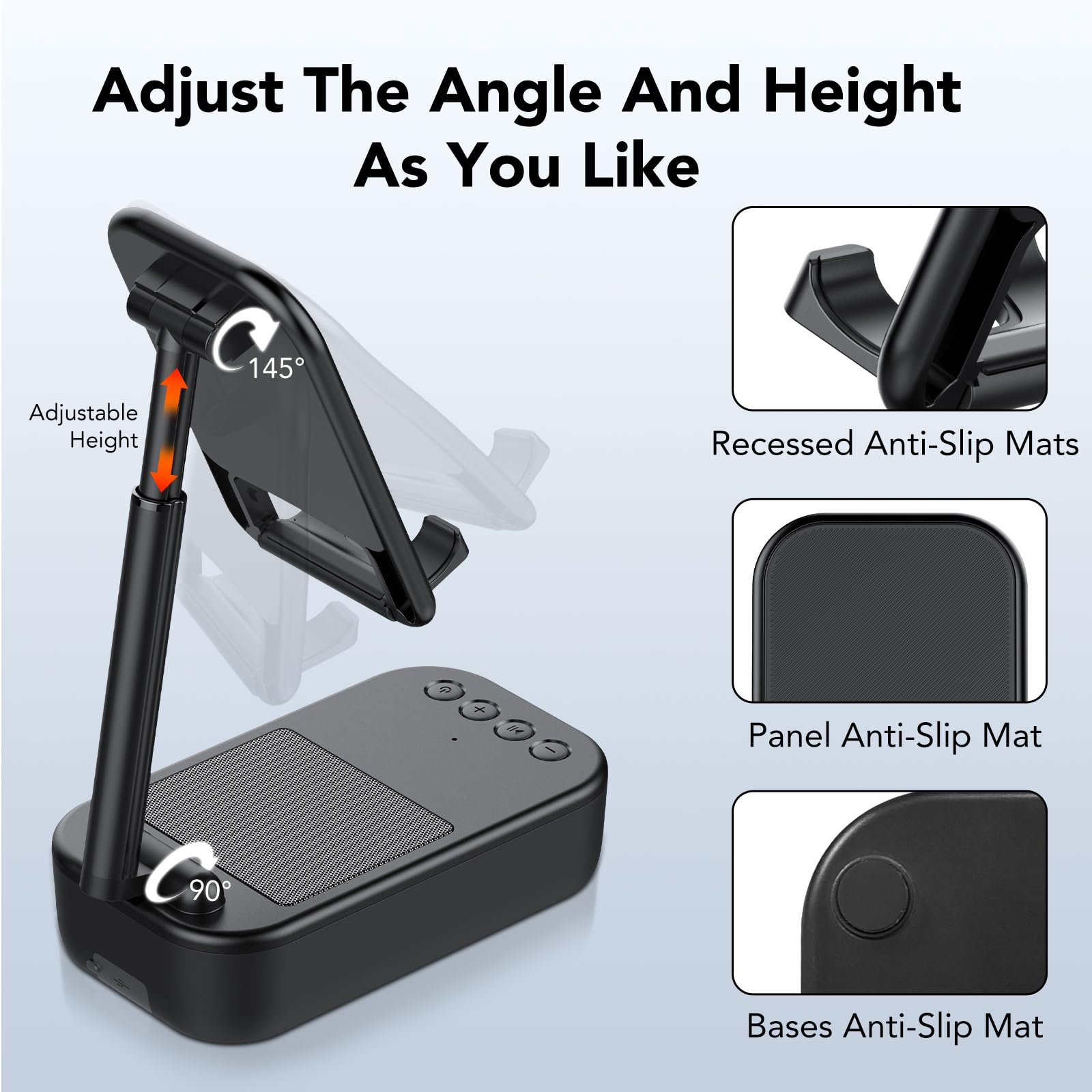 Cassa Bluetooth Potente, Speaker Bluetooth 5.3 Portatile, Supporto Telefono con Altoparlante Wireless,IP7 Impermeabile Altoparlante, Antiscivolo e Audio Surround HD, Regolabile per Phone/Pad | Speaker Bluetooth 5.3 Portatile,IP7 Impermeabile Altoparlante,