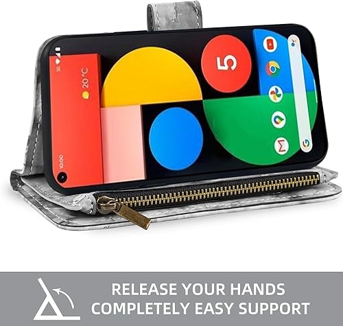 Miniatura 3 de Asuwish Funda de teléfono para Google Pixel 5 Wallet Cell Cover con protector de pantalla de vidrio templado y soporte de tarjeta de crédito con