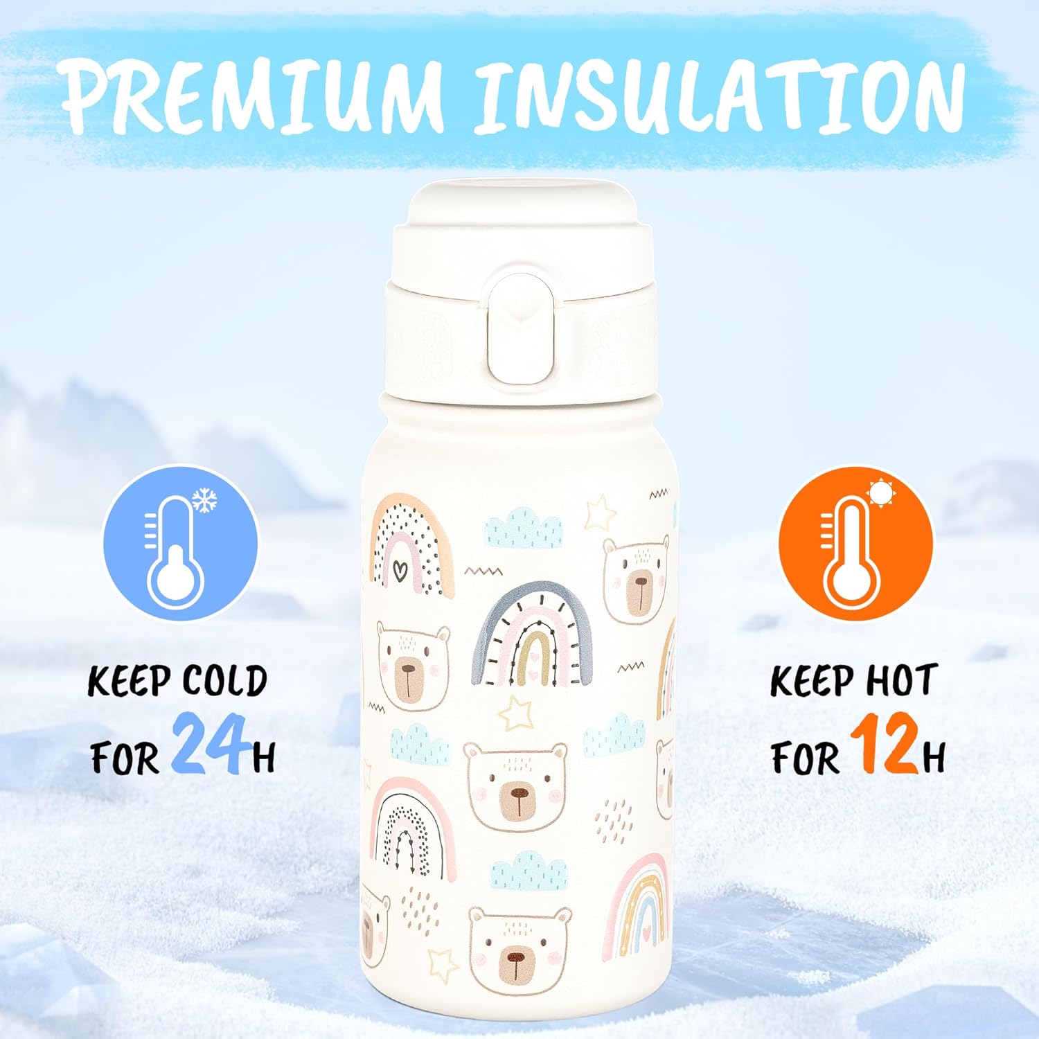 GOPPUS 12oz Kids Water Bottle – BPA-Free, Leak-Proof, Insulated Stainless Steel – Sweat-Proof, Reusable for School, Sports, and Outdoor Activities - Image 5