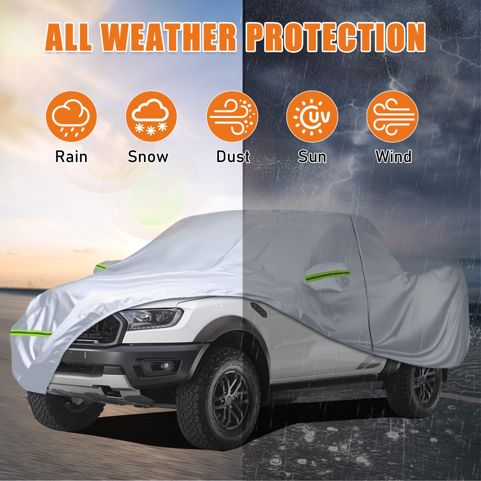 Lona para cubrir el coche, compatible con Ford Ranger, Toyota Hilux, Nissan Navara, VW Amarok, Benz X-Class, FIAT Fullback, doble cabina, cubierta para coche al aire libre, resistente al polvo y al