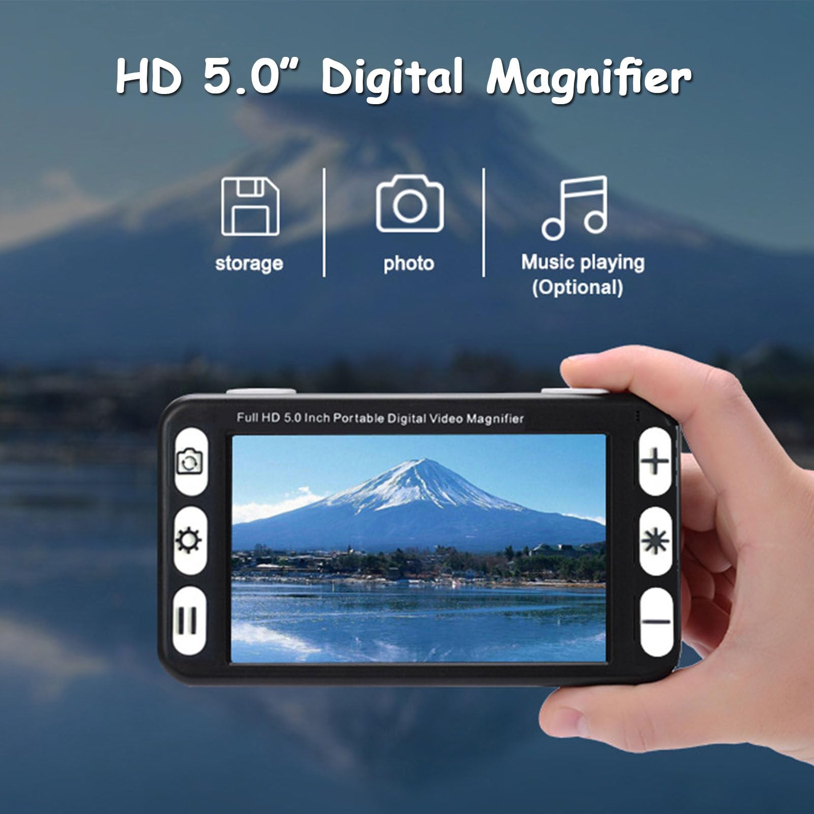 Lupa digital, ayuda de lectura portátil de 5 pulgadas con lente de cámara de enfoque automático, zoom 2X-48X para baja visión, ideal para leer libros y revistas