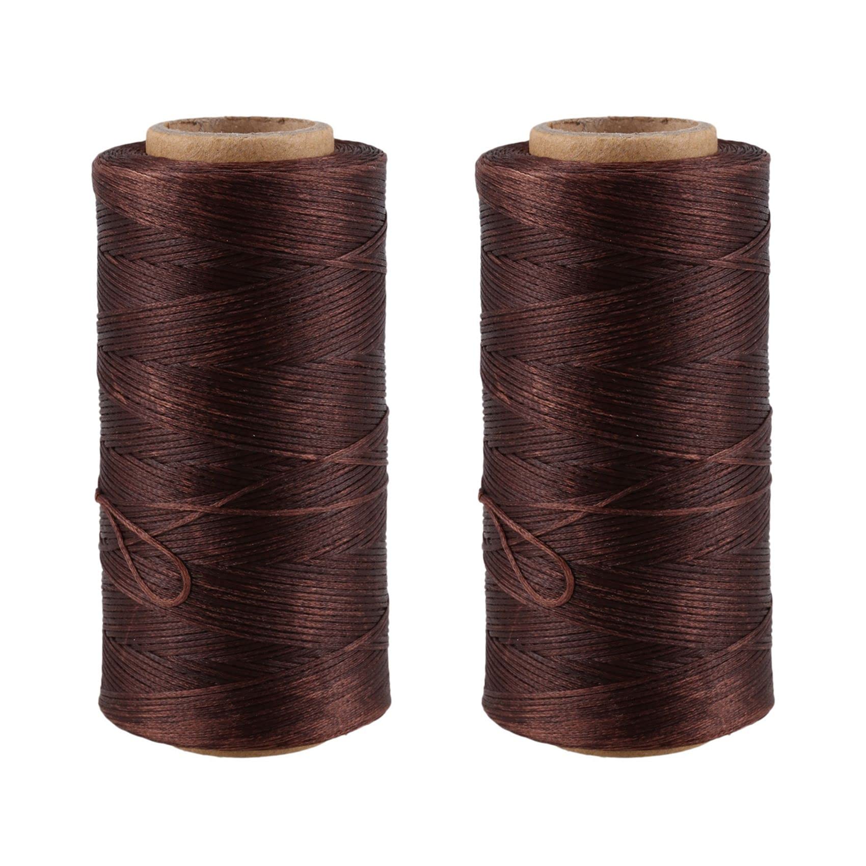 Hndhbfgrt 2X, 260M 150D 1MM Leather Sewing Waxed Wax Thread Hand Needle Cord Craft DIY :Light Brown
