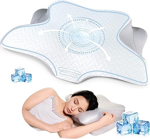 Almohada cervical para el cuello para aliviar el dolor, almohadas ergonómicas de espuma viscoelástica para dormir, almohada para dormir de lado para