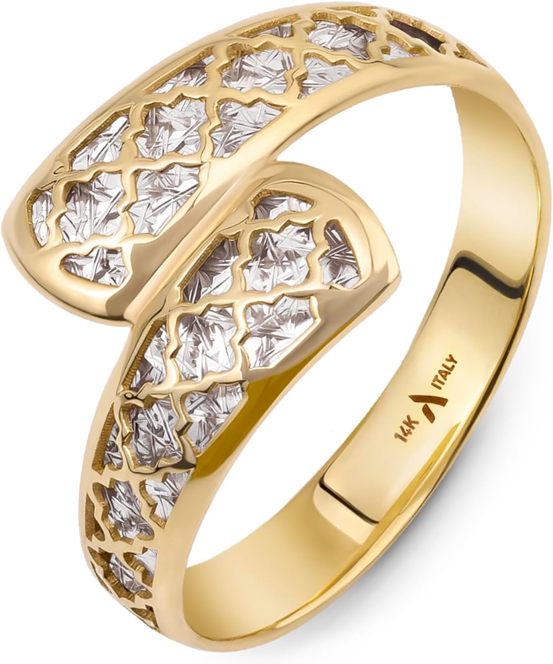 Amberta Real Italian 9ct 14ct Gold Diamond Wrap Ring for Women | Solid 14ct 9ct Gold Ring for Women Non Tarnish Spiral Gift for Her