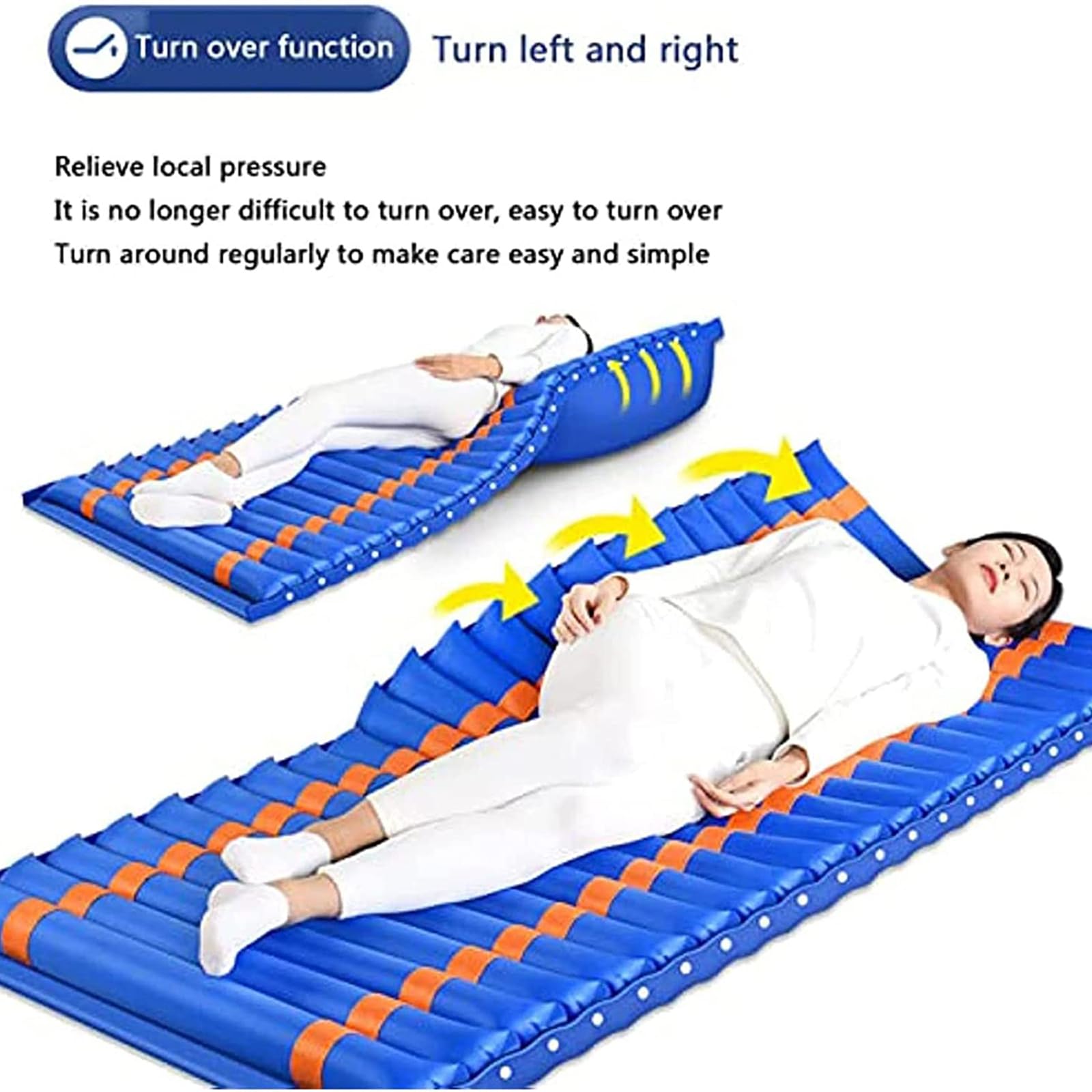 MObyat Colchón De Presión Alterna, Colchón De Aire Antiescaras con Bomba, Soporte De Carga Seguro ≤135 Kg/Levantamiento Automático De Espalda/Masaje De Ondas, Tratamiento Úlceras por Presión