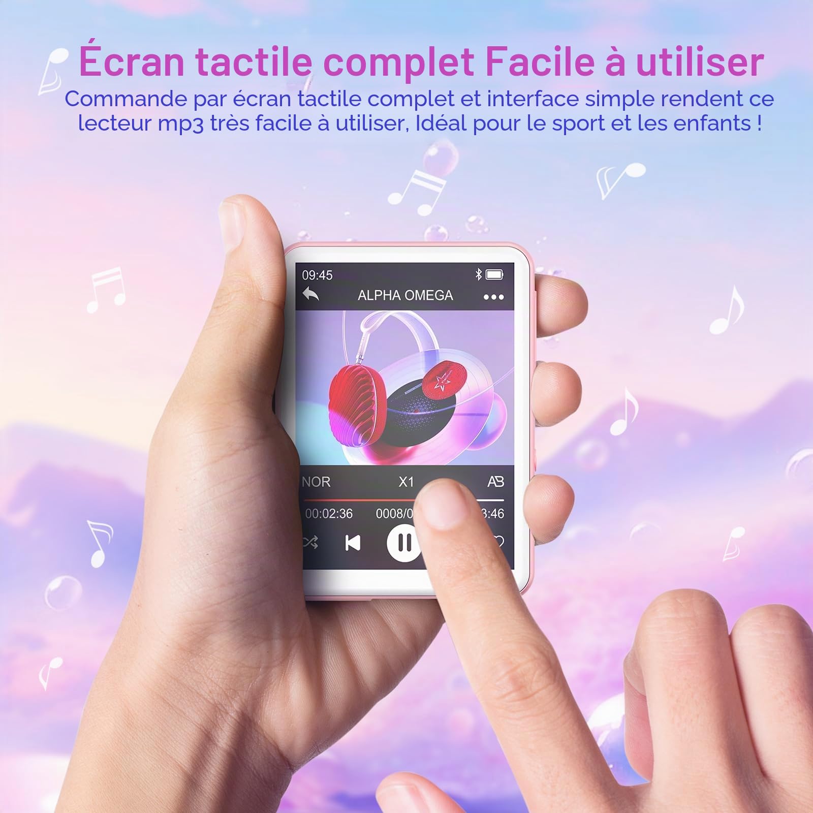 128Go Lecteur MP3 Bluetooth 5.4, Oilsky 2,4'' écran Tactile MP3, Lecteur Musique Portable avec Haut-Parleur et Radio FM, Lecteur MP3 pour Enfants Sportifs (Rose)