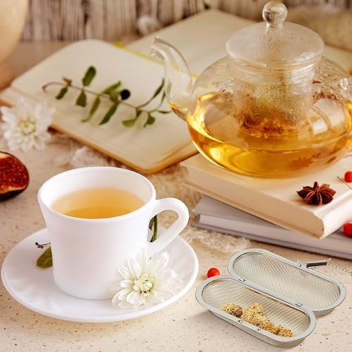 Miniatura 7 de Hoolerry 3 unidades de infusores de bolas de té de hojas sueltas, coladores de té de malla de acero inoxidable más empinados filtros ovalados