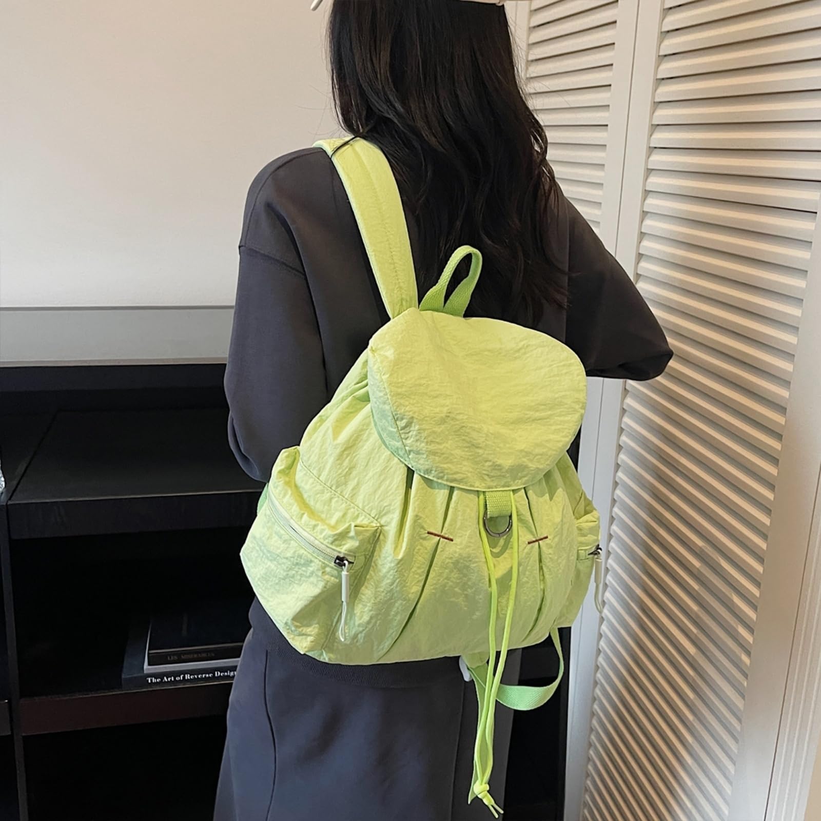 Zaino A Flap Cordone Leggero delle Donne Grande capacità per L'uso della Mamma dello Shopping All'aperto del Pendolare-Blue
