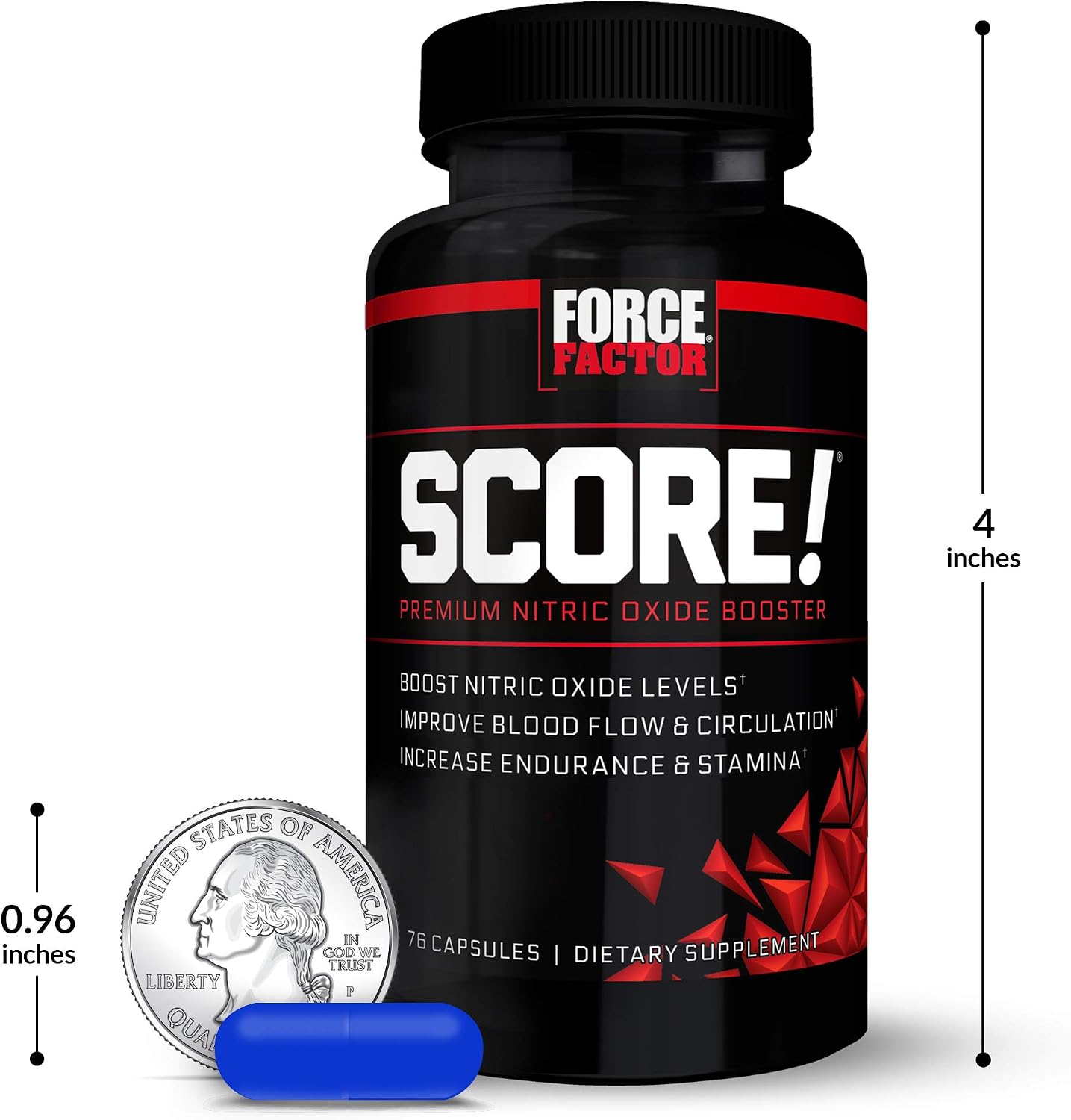 Score!, Nitric Oxide Supplement for Men, Nitric Oxide Booster with L-Citrulline and Tribulus terrestris to Improve Blood Flow and Enhance Performance, Force Factor