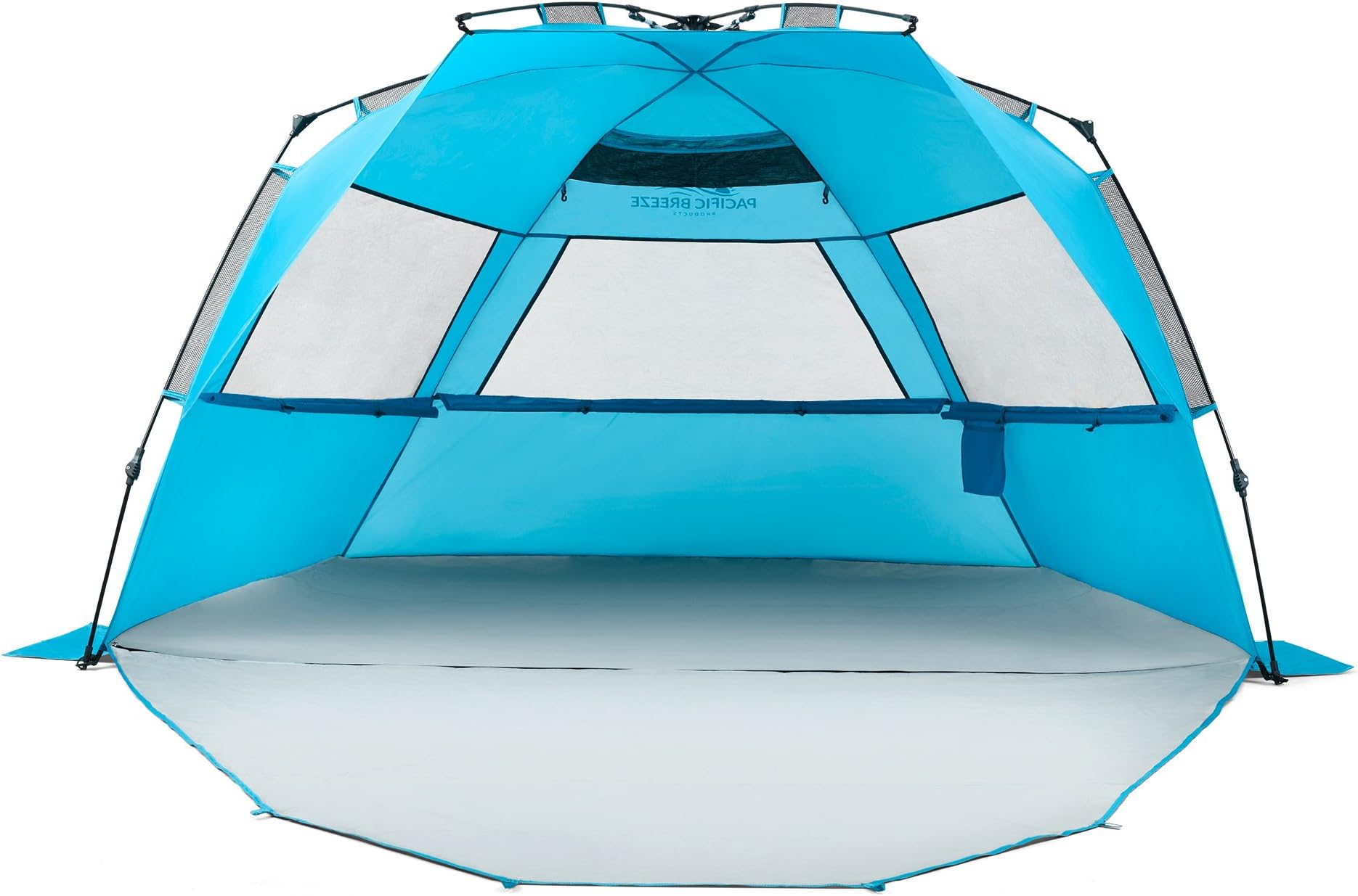 Pacific Breeze Easy Setup Beach Tent Deluxe XL with extendable Floor for Privacy, SPF 50+ Pop Up Beach Tent Provides Shade for 4 or More People