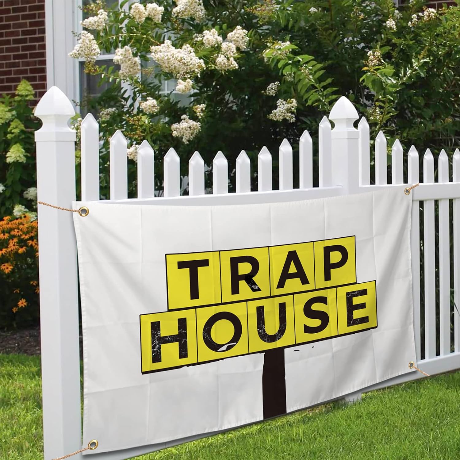 Trap house Flag Funny Poster Durable Man Cave Wall Flag with Brass Grommets 3x5 Feet Flag for College Dorm Room Decor,Outdoor,Bedroom, Parties gifts, travel, filming,events,festivals.. image 4