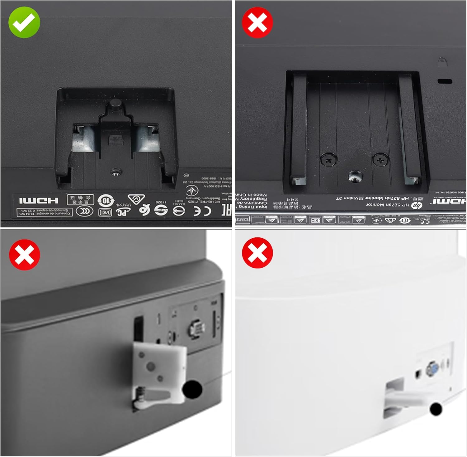 VESA Mount Adapter Bracket for HP Pavilion 22M 24M 27M Monitors - Convert Non-VESA to 75x75mm 100x100mm VESA Compatible, Wall Mount Arm Stand