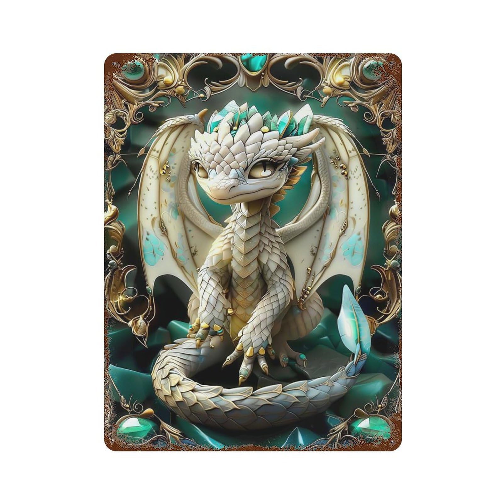 Abstract Kintsugi Dragon 15.7"x11.8" Retro Metal Sign, Industrial Home Decor for Basement, Hobby Room And Garage Decor