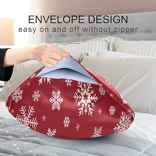 Miniatura 7 de Funda de almohada de satén para cabello y piel, funda de almohada de seda tamaño estándar, copos de nieve de Navidad, fundas de almohada de