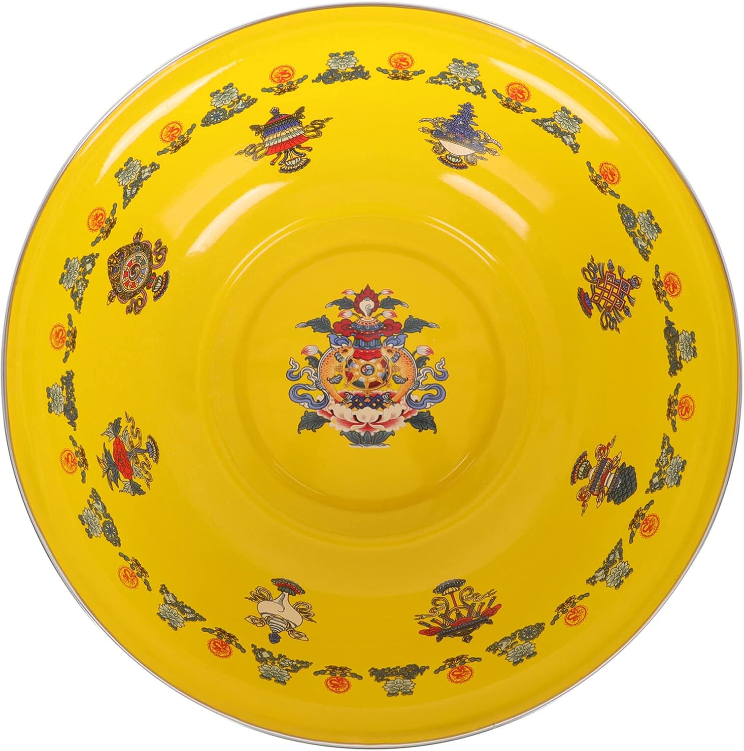 Luxshiny Wash Basin Vintage Enamel Soup Basin Mixing Bowl 30cm Enameled Bowl Soup