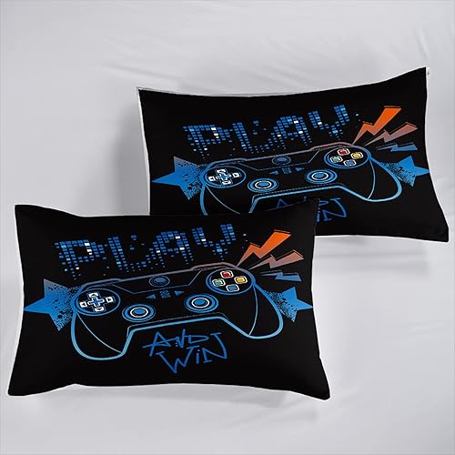 Miniatura 5 de AILONEN Juego de sábanas bajeras de tamaño individual XL, juego de sábanas de videojuegos para niños, juego de sábanas de videojuegos para niños, 1