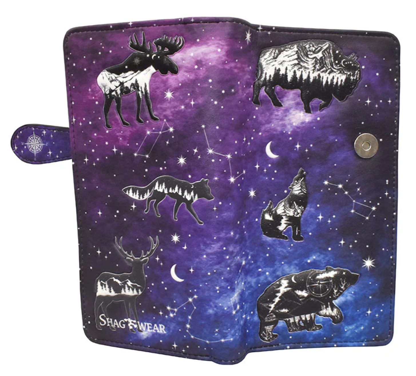 Shag Wear Animal Constellations Large Wallet 7" Purple
