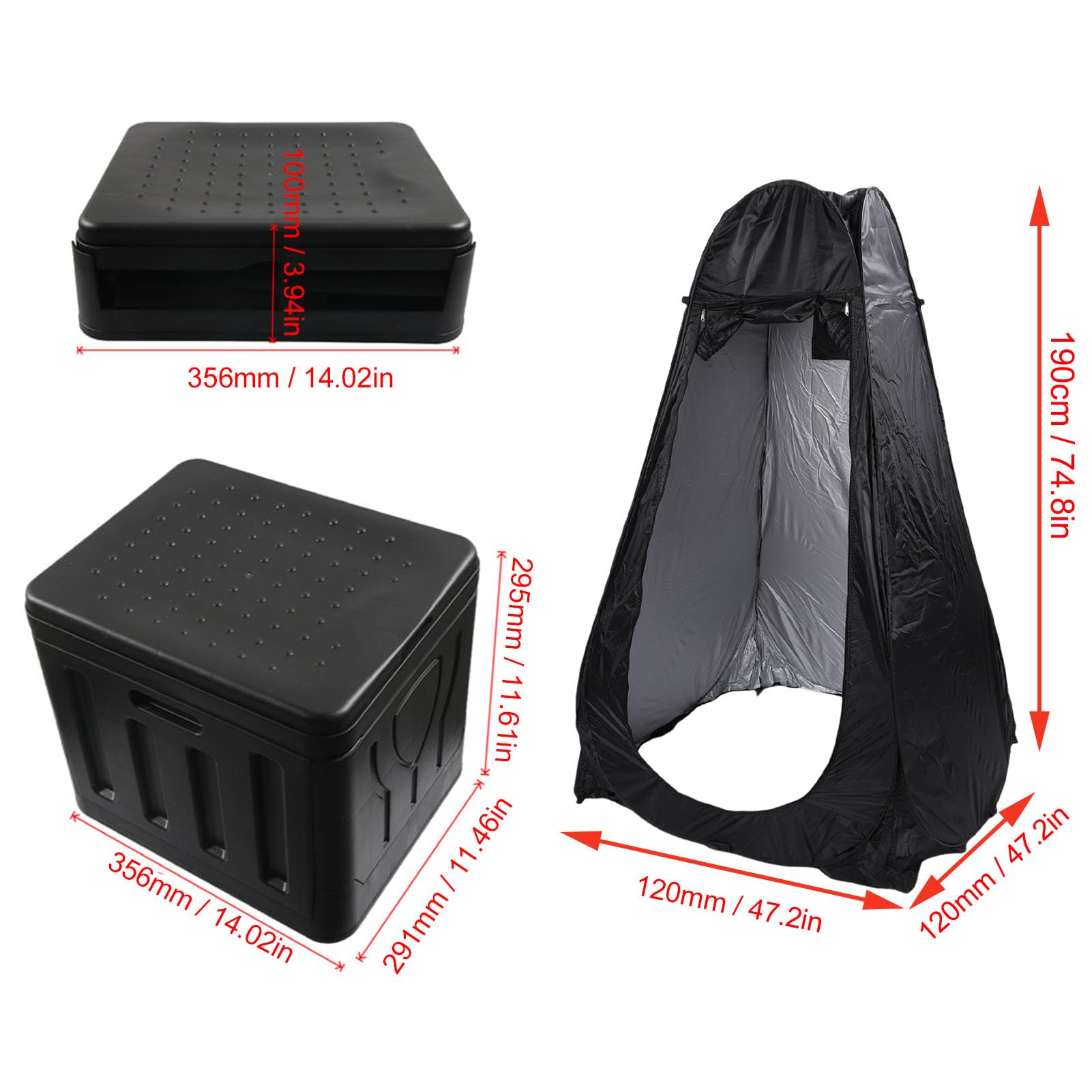 Kit de Inodoro Portátil, Baño Acampar Orinal Portátil para Adultos con Carpa Privacidad Plegable, Ducha Al Aire Libre Lavable y Vestuario para Viajes Vehículos Recreativos