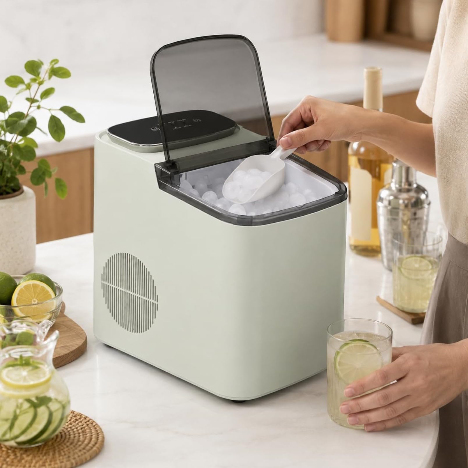 Macchina per Il Ghiaccio, Produttore Portatile di Cubetti di Ghiaccio | Serbatoio D'acqua da 1,2 L, Produce 9 Cubetti In 6-8 Minuti, per Casa, Cucina, Ufficio, Bar(green)