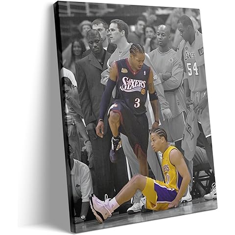 B.B.F MAKE Basketball Canvas Wall Art, Iverson and Tyronn Lue Poster Prints NBA Star Artwork Decoration Motivational Sports Wall Decor for Gym Office Home Dorm Bedroom Living Room, Framed 8x10inch