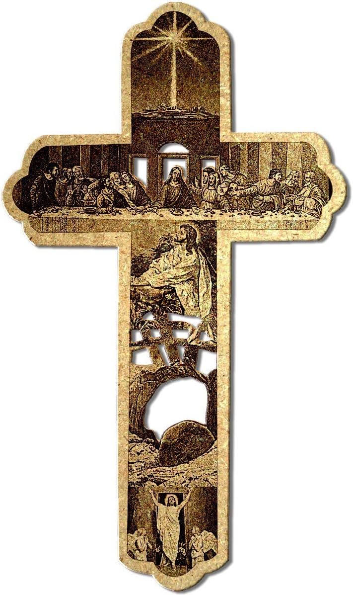 Incredible Gifts India Jesus Christ Story Engraved Wooden Wall Hanging For Christmas