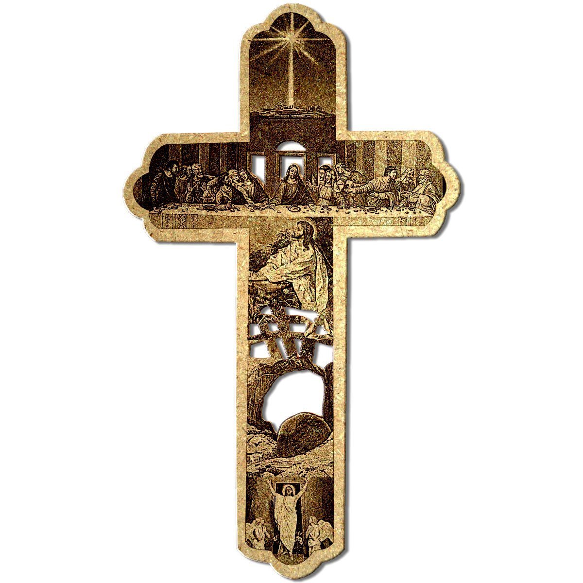Incredible Gifts India Engraved Jesus Christ Story on Wooden Cross for Christmas Decorations (MDF Wood, 30.5 x 17.8 cm), Wall Hanging Incredible Gifts India Engraved Jesus Christ Story on Wooden Cross for Christmas Decorations (MDF Wood, 30.5 x 17.8 cm), Wall Hanging