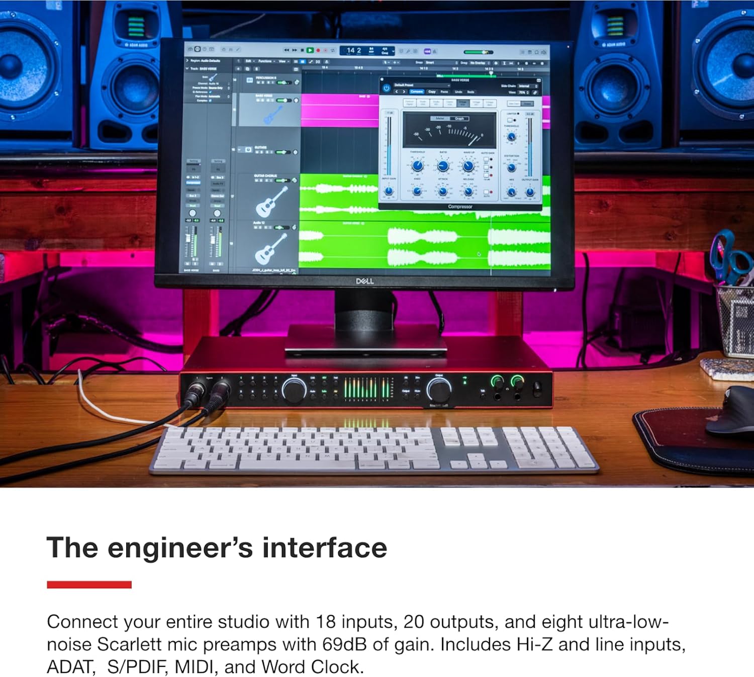 Focusrite Scarlett 18i20 4th Gen USB Audio Interface, for Multitrack Recording, Music Production and Podcasting — High-Fidelity, Studio Quality Recording, and All the Software You Need to Record