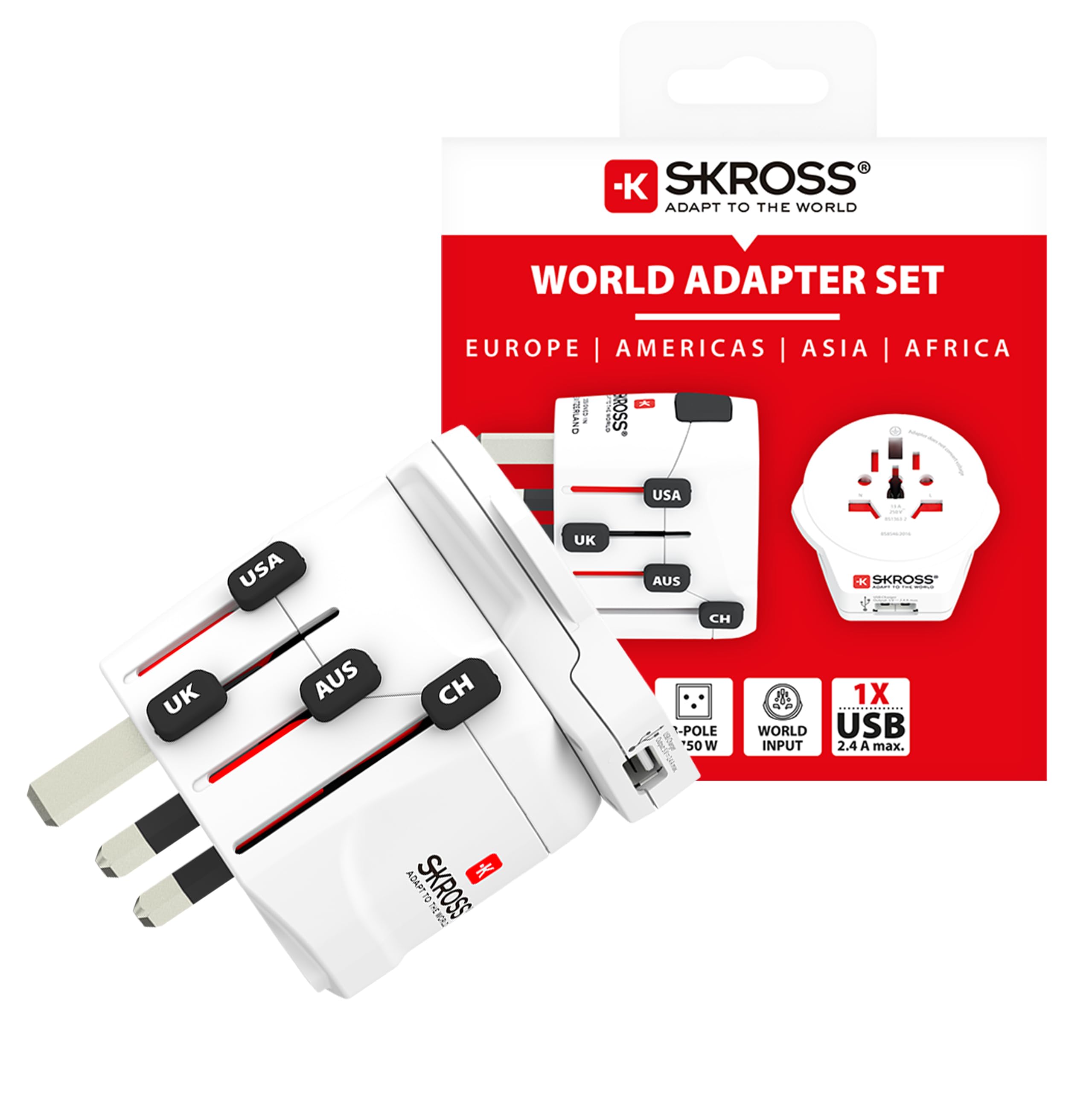 SKROSS Adaptateur Universel Monde & USB 2 en 1