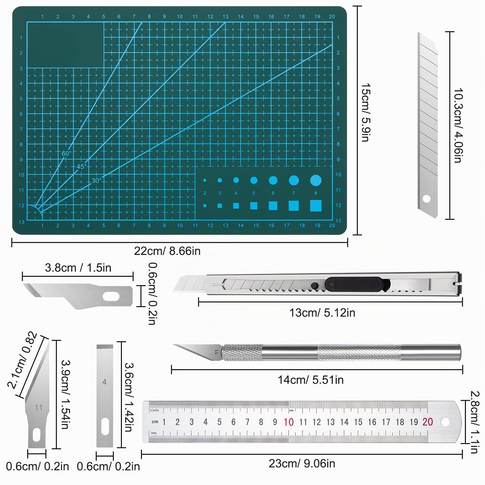 Cutter di Precisione Set, Coltello da Intaglio Artistici con 2 Manici, 90 Lame di Ricambio, Tappetino da Taglio per Hobbistica DIY Scrapbooking Stencil Intaglio Modellismo