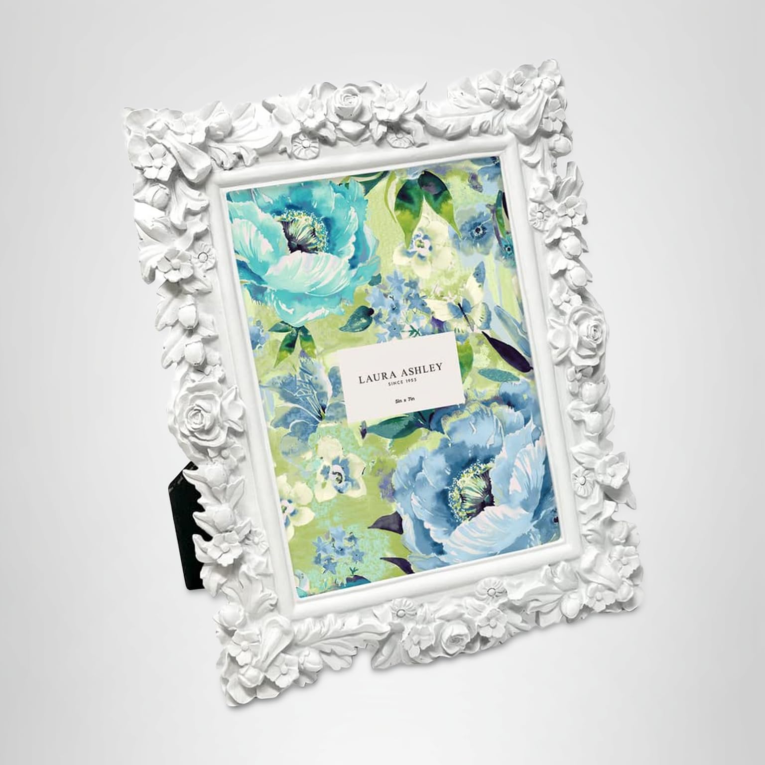 Amazon.com - Laura Ashley 5x7 White Floral Textured Hand-Crafted