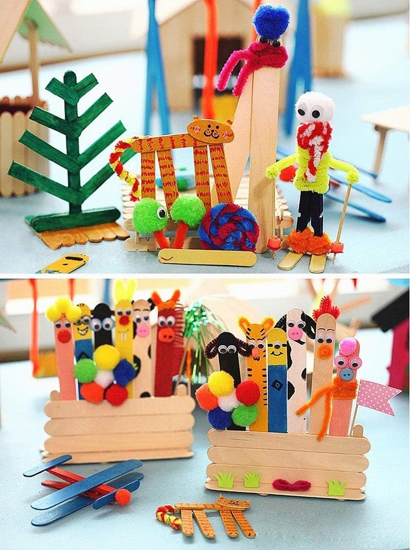 Craft Popsicle Sticks - 200Pcs 3-1/2" Natural Wooden Ice Cream Sticks Treat Sticks Wood Epoxy Resin Slime Mixing Sticks