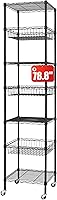 Vista 9 de Finnhomy Estantería de alambre resistente de 6 niveles con ruedas de 18 x 18 x 72 pulgadas, 6 estantes, estante de almacenamiento de metal, tubo