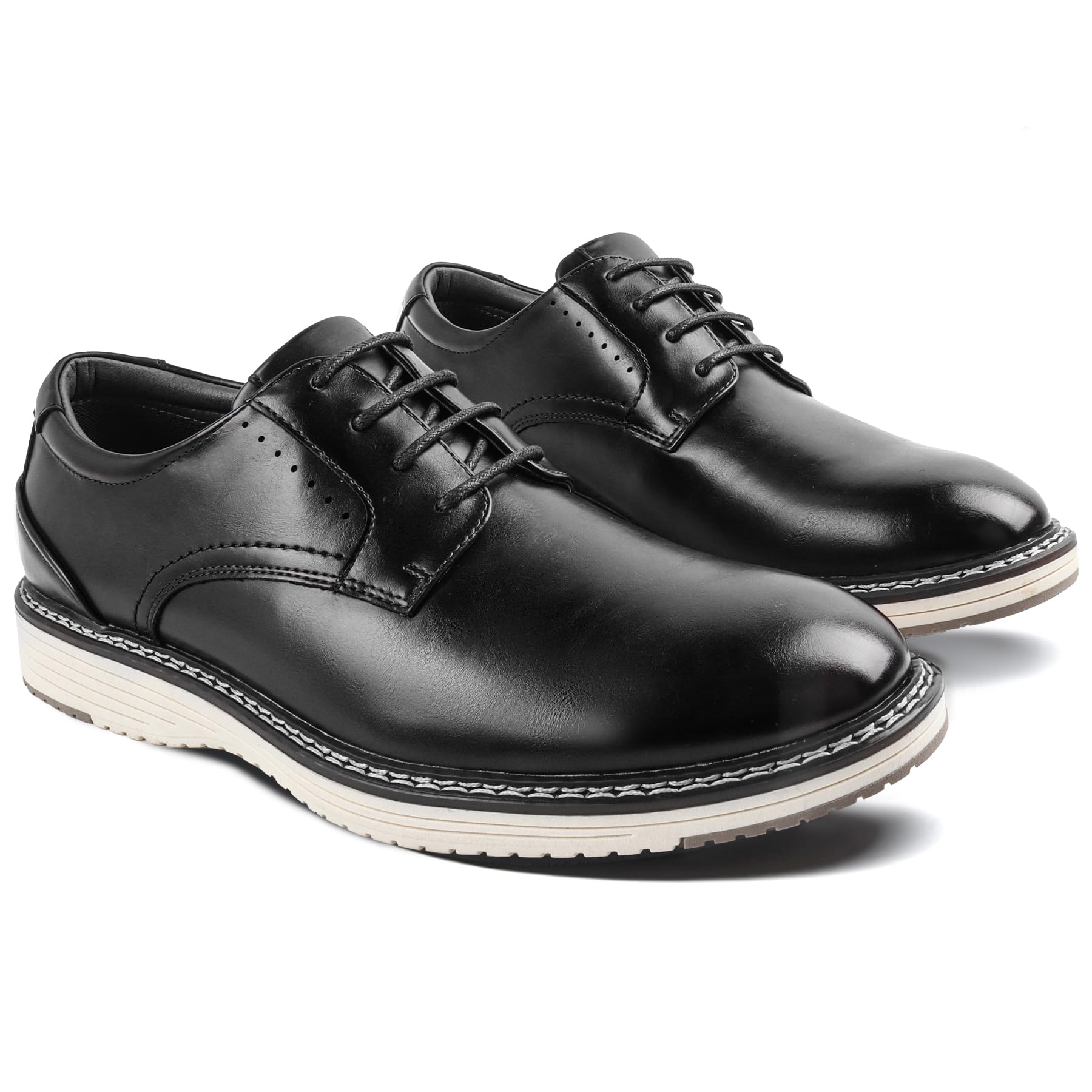 Men's Casual Dress Shoes Comfortable Business Casual Dress Sneakers for Men Lightweight Oxford Derby Shoes for Work Office Standing All Day Walking（Black+Brown） — view 5