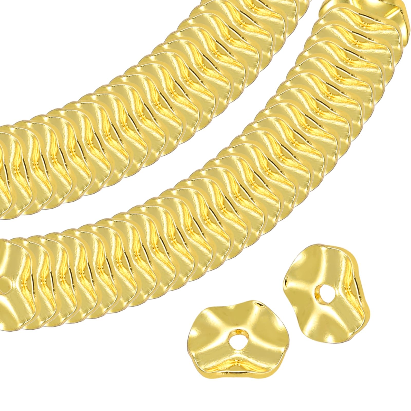 Perles espaceurs or 8mm bijoux DIY bracelets ondulés disques intercalaires PATIKIL