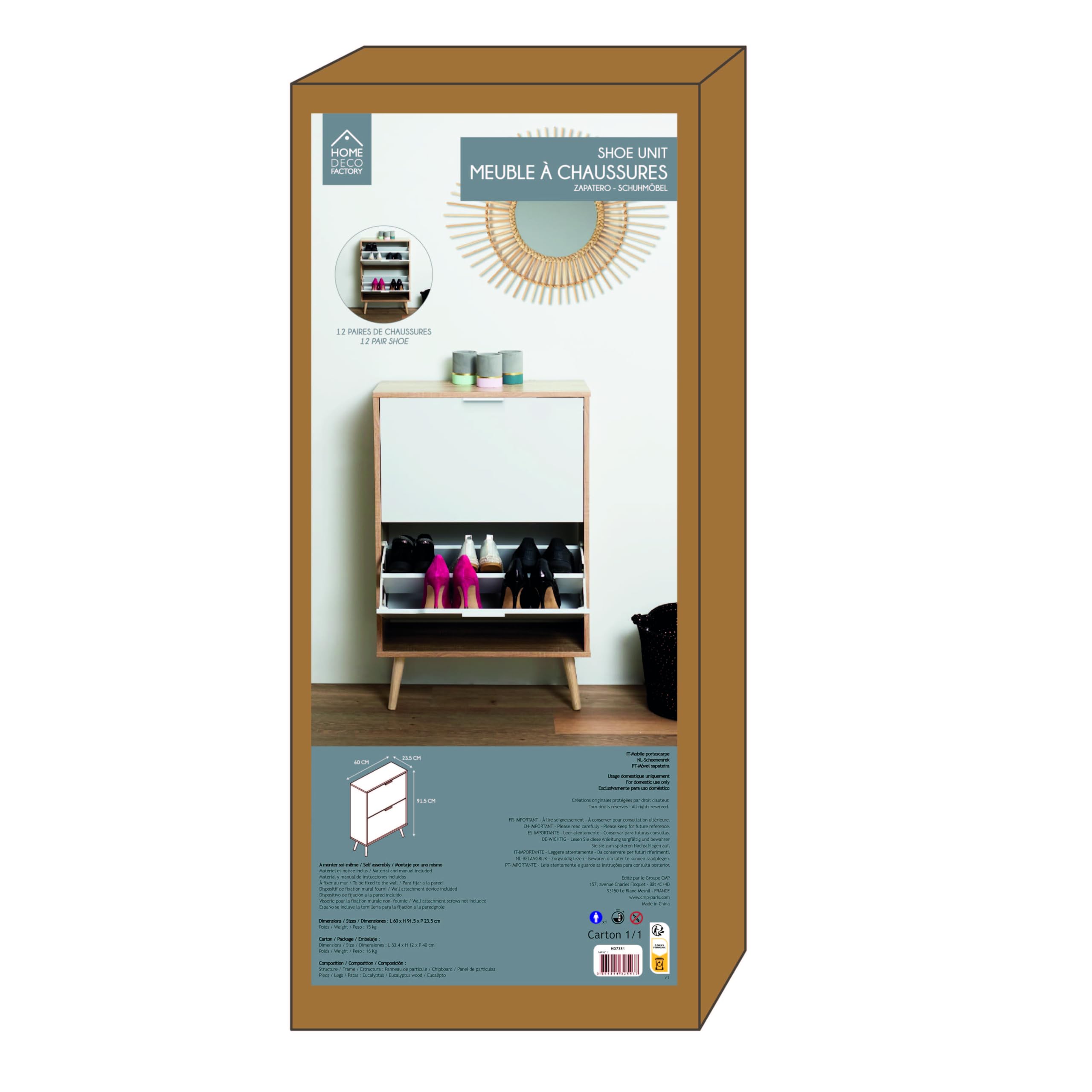 HOME DECO FACTORY MUEBLE ZAPATERO 2 PUERTAS