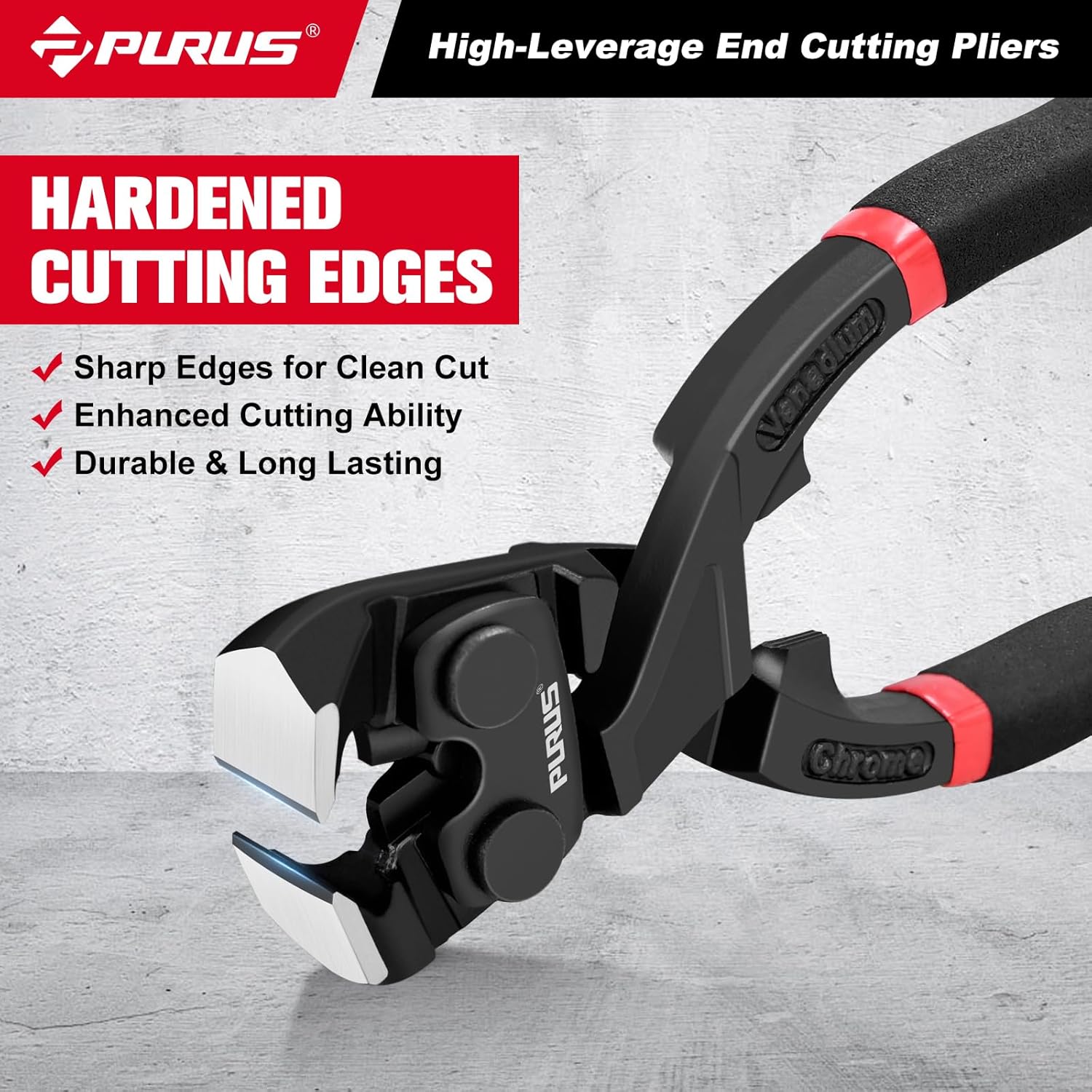 PURUS 8-Inch High-Leverage End Cutting Pliers, Staple Pullers, Nail Puller Tools, Nail Removers, Nail Remover Tools, Nail Pliers, and Cats Paw Nail Pullers, Ideal for Carpenter's Pincers