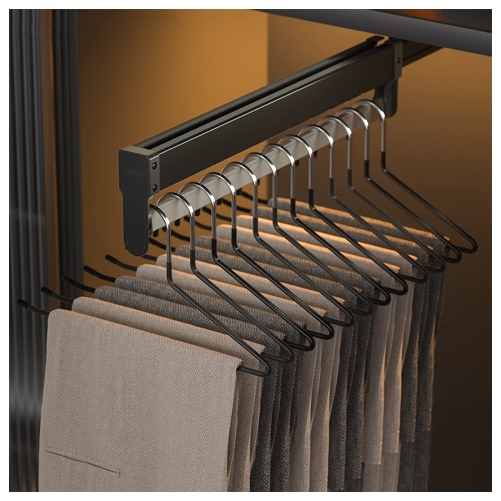AYCDL Closet Clothes Hanr Rail Pull Out Pants Rack Trousers Rack Closet nizer Rack For Pants And Coat Adjustable Clothing nizer Holder,Black-35cm